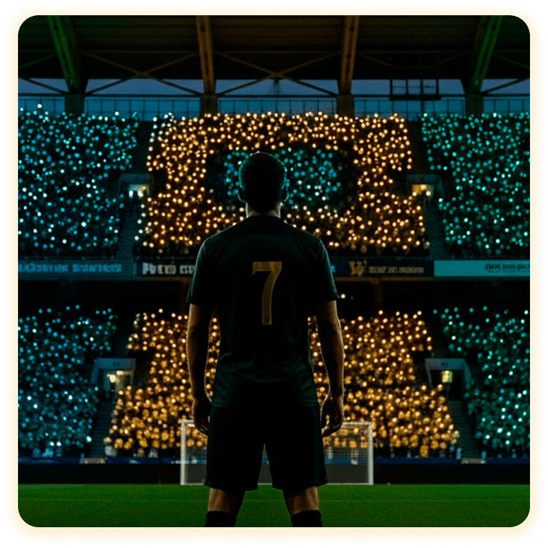 Torcedor no estádio com mosaico